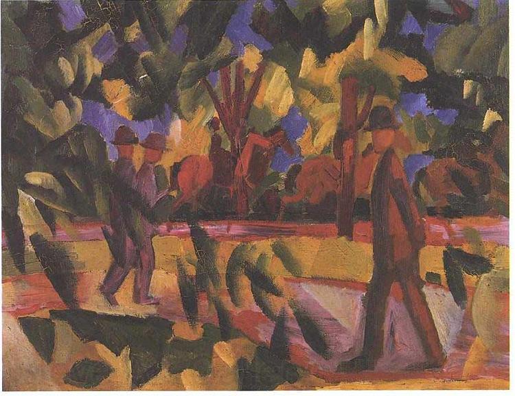 August Macke Riders and walkers at a parkway Norge oil painting art